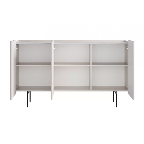 Komoda Malmi 150 cm - kaszmir / crema bianca / czarne nóżki